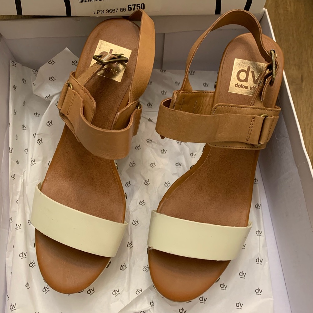 Cream Dolce Vita Wedge Sandals